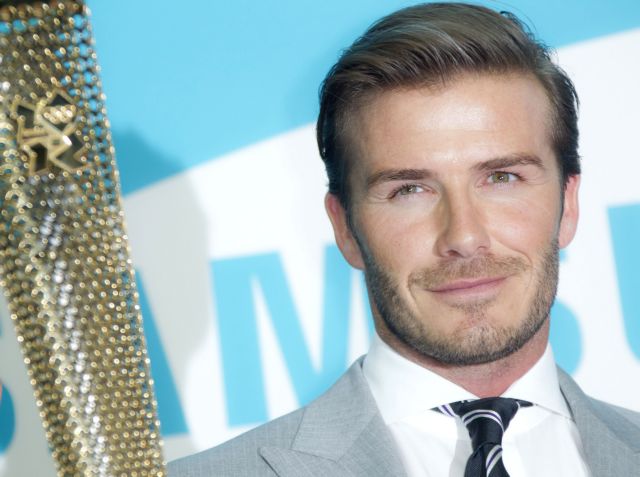 Ο Μπέκαμ στην τελετή παράδοσης της Φλόγας στο Καλλιμάρμαρο